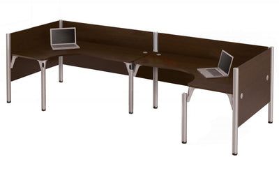 Two Back-to-Back L-Shaped Office Cubicles with Low Privacy Panels