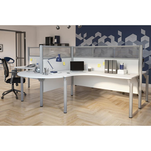 4-Person Office Cubicles with Rounded Corners and High Privacy Panels