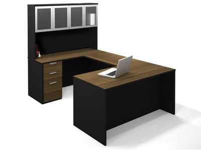 U-Shaped Executive Desk with High Hutch
