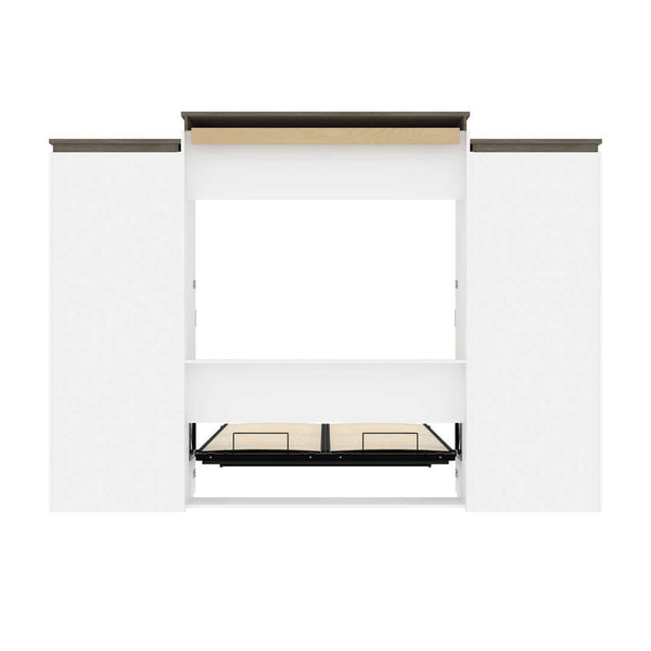 Queen Murphy Bed and 2 Shelving Units with Drawers (125W)