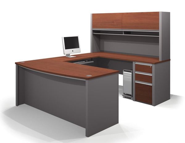 U-Shaped Executive Desk with Hutch and Assembled Pedestal