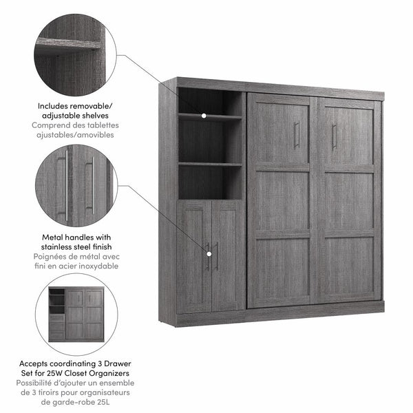 Full Murphy Bed and Closet Organizer with Doors (84W)