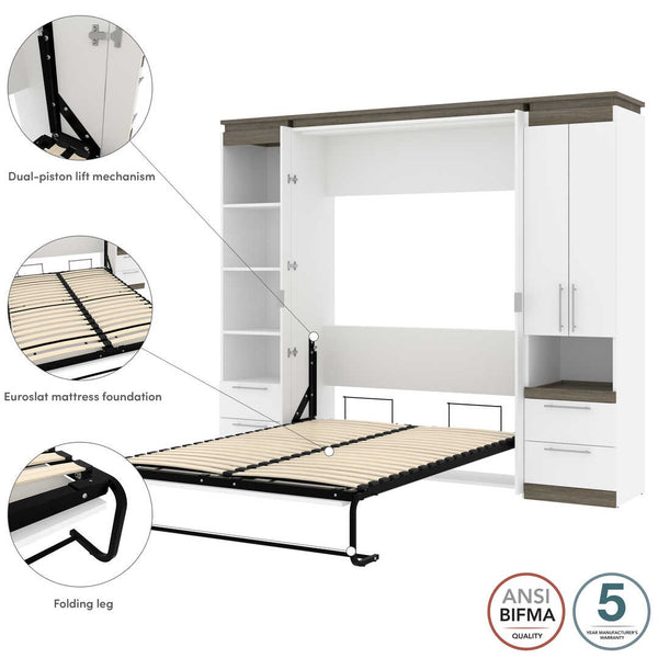 Full Murphy Bed and Narrow Storage Solutions with Drawers (99W)