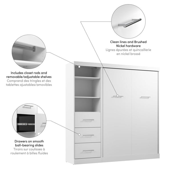 Full Murphy Bed and Closet Organizer with Drawers (84W)