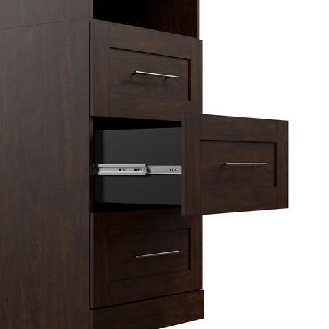 Contemporary Closet System with Shelves, Drawers & Clothing Rods, 61W x 19D