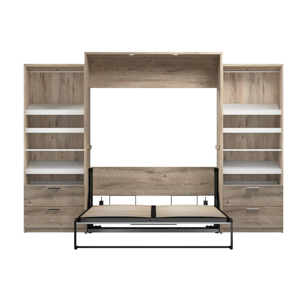 Queen Murphy Bed with 2 Closet Organizers with Drawers (125W)