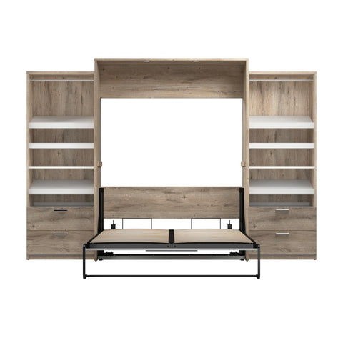 Queen Murphy Bed with 2 Closet Organizers with Drawers (125W)