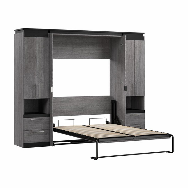 Full Murphy Bed with Storage Cabinets and Pull-Out Shelves (100W)