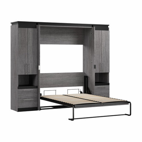 Full Murphy Bed with Storage Cabinets and Pull-Out Shelves (100W)
