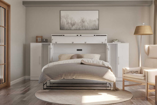 3-Piece Set Including One Queen Cabinet Bed with Mattress and Two 26″ Storage Units