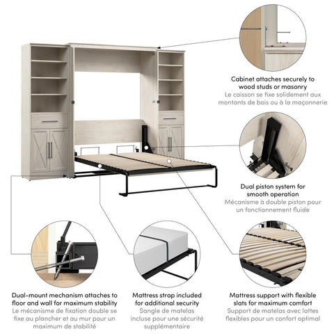Full Murphy Bed and Closet Organizers with Doors and Drawers (113W)