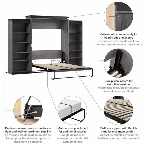 Queen Murphy Bed with Shelves (126W)