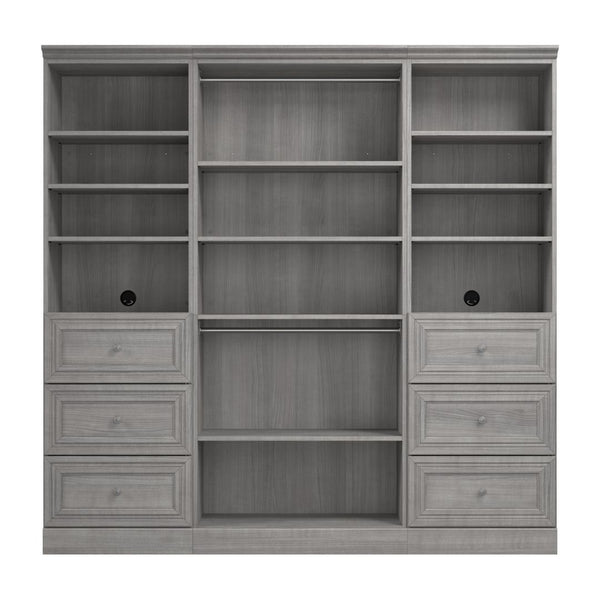 Traditional Closet System with Shelves, Drawers & Clothing Rods, 86W x 20D