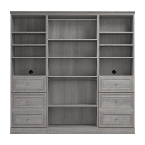 Traditional Closet System with Shelves, Drawers & Clothing Rods, 86W x 20D