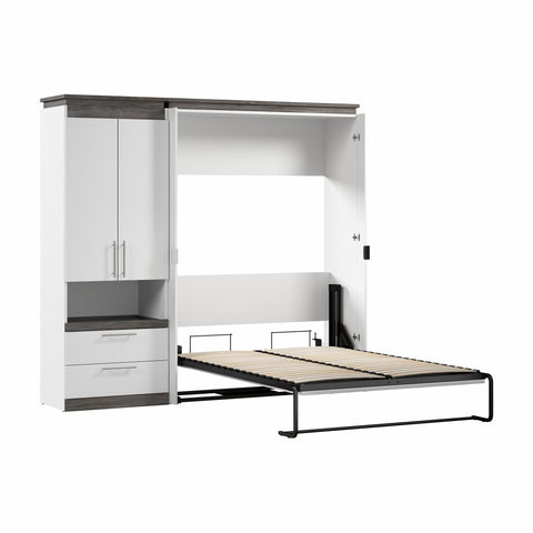 Full Murphy Bed with Storage Cabinet and Pull-Out Shelf (91W)