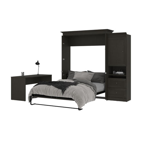 Queen Murphy Bed and 1 Storage Unit with Mobile Nightstand and Desk (118”)