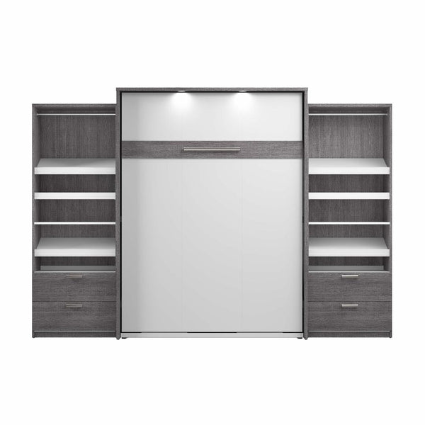 Queen Murphy Bed with 2 Closet Organizers with Drawers (125W)