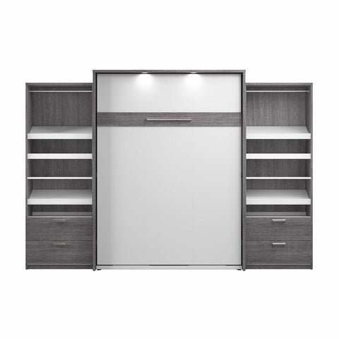 Queen Murphy Bed with 2 Closet Organizers with Drawers (125W)