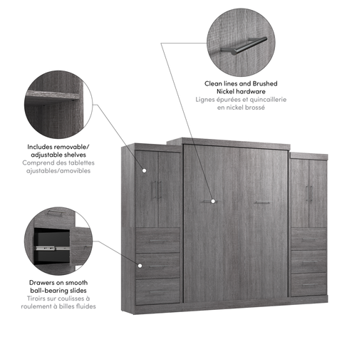 Queen Murphy Bed with 2 Wardrobes (115W)