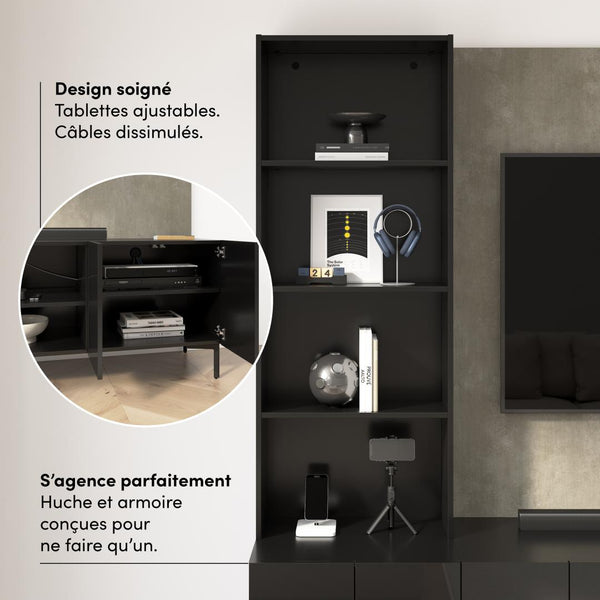 118W Modular Entertainment Center with TV Stand and Storage Cabinets with Hutches