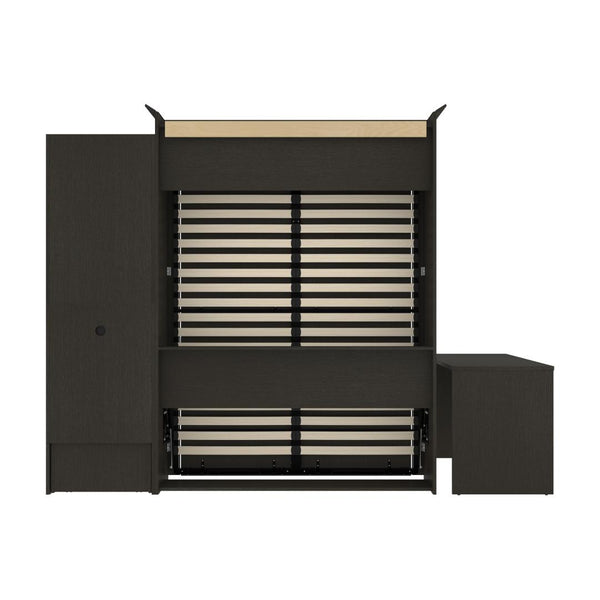 Queen Murphy Bed and 1 Storage Unit with Mobile Nightstand and Desk (118”)