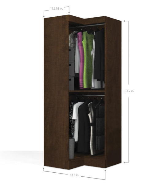 Contemporary Corner Closet System, 33W x 33D