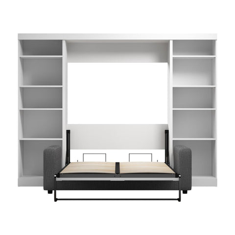 Full Murphy Bed with Sofa and Shelving Units (109W)