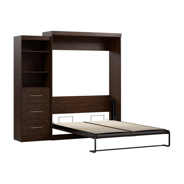 Queen Murphy Bed and Shelving Unit with Drawers (90W)