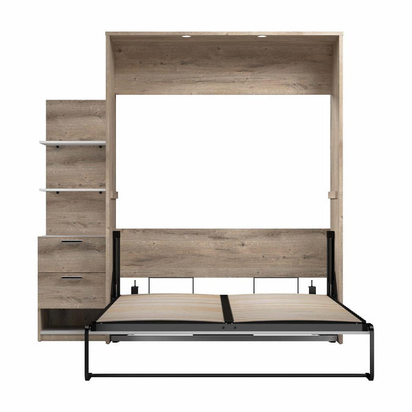 Queen Murphy Bed with Nightstand and Floating Shelves (85W)