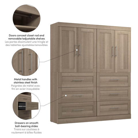 Contemporary Closet System with Drawers, 72W x 19D