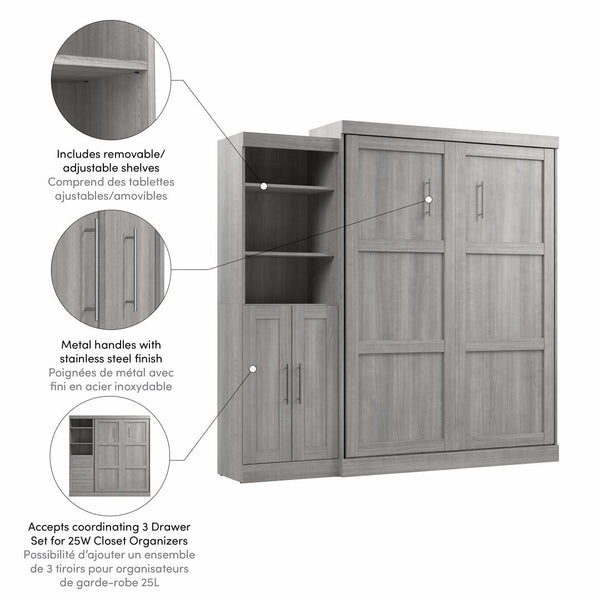 Queen Murphy Bed and Closet Organizer with Doors (90W)