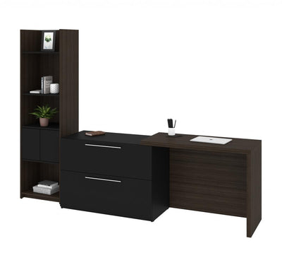 Small Sliding Desk with Shelving Unit