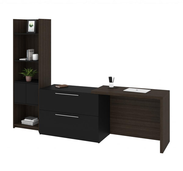 Small Sliding Desk with Shelving Unit