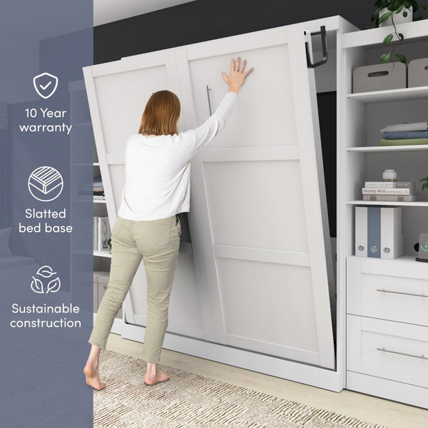 109W Full Size Murphy Bed with Pull-Out Desk and Storage