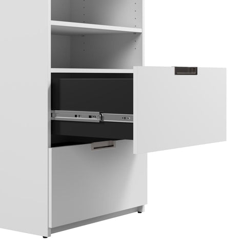 91W Queen Murphy Bed with Storage Cabinet