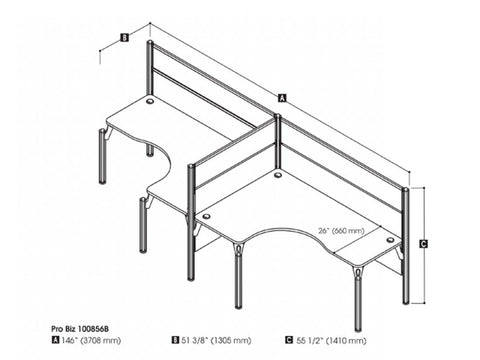 Two Side-by-Side L-Shaped Office Cubicles with High Privacy Panels
