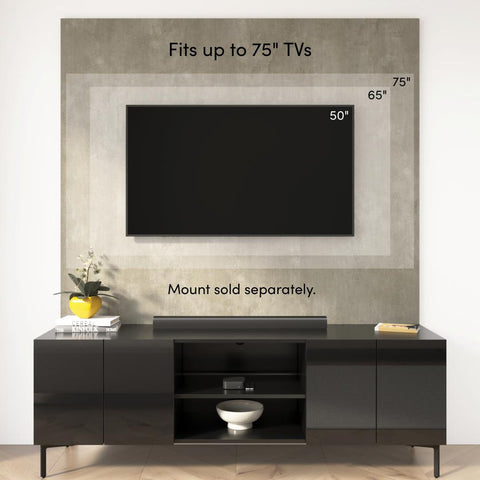 118W Modular Entertainment Center with TV Stand, Media Storage Towers, and Small Wall Panel