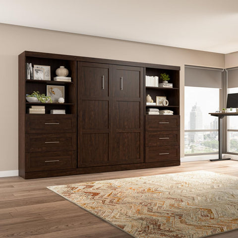 Full Murphy Bed and 2 Shelving Units with Drawers (131W)