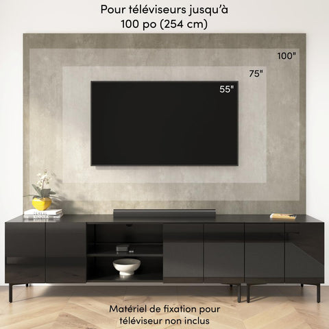 141W Modular Entertainment Center with TV Stand, Storage Cabinet, Tall Storage Cabinets, and Large Wall Panel