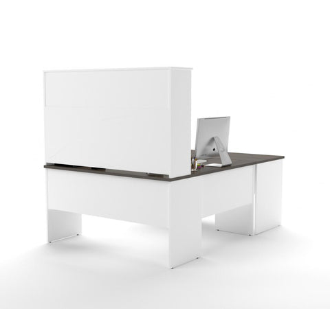 U or L-Shaped Desk with Hutch, a Lateral File Cabinet and a Bookcase