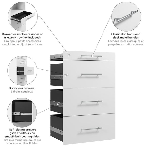 Modular Drawers (4) Set, Slab Style, 25W x 25D
