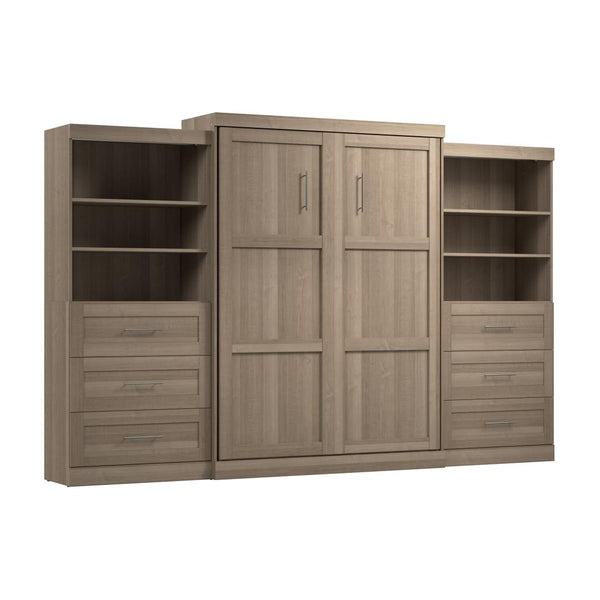 Queen Murphy Bed and 2 Shelving Units with Drawers (136W)