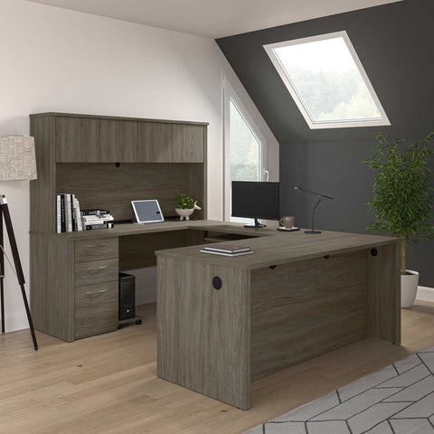 66W U-Shaped Executive Desk with Pedestal and Hutch