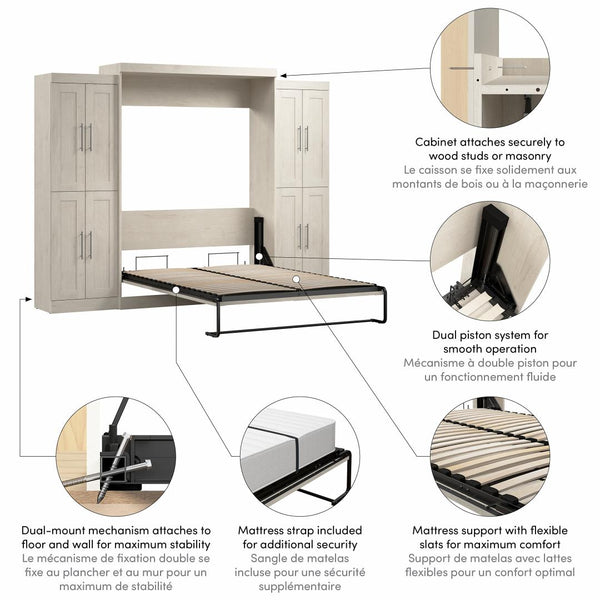 Queen Murphy Bed with Storage Cabinets (115W)