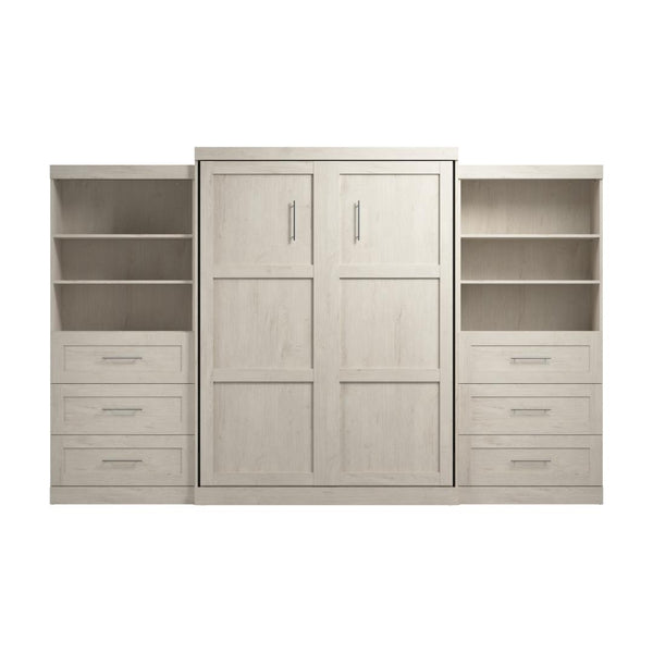 Queen Murphy Bed and 2 Shelving Units with Drawers (136W)