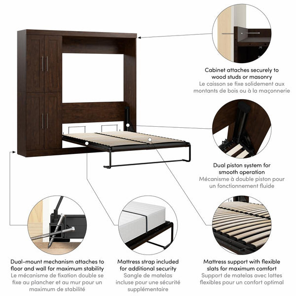 Full Murphy Bed with Closet Organizer (84W)