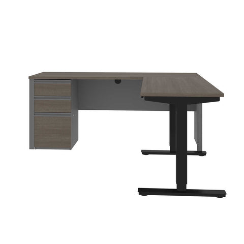72W L-Shaped Standing Desk with Pedestal