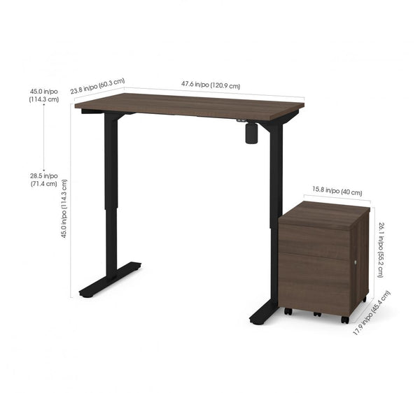 2-Piece set including 24“ x 48“ standing desk and a mobile pedestal