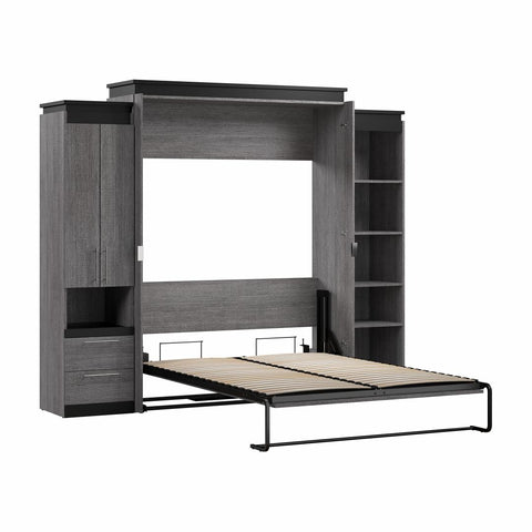 Queen Murphy Bed with Storage Cabinet and Shelves (106W)