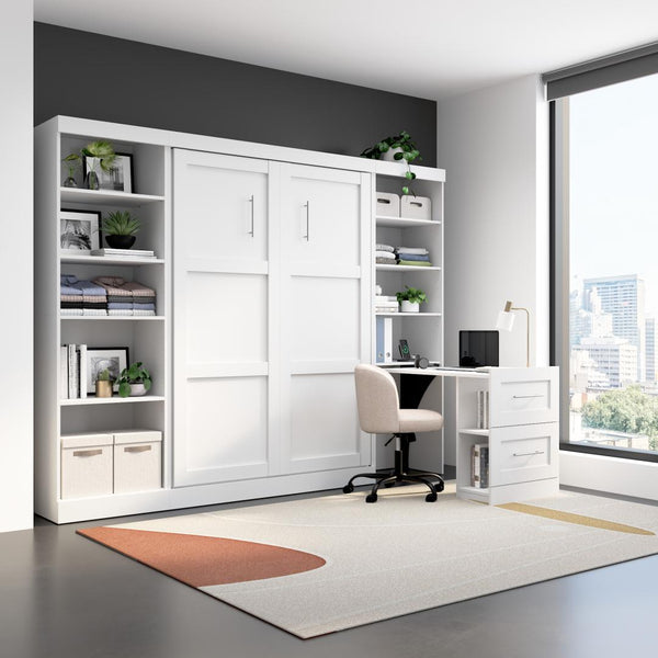 109W Full Size Murphy Bed with Pull-Out Desk and Storage